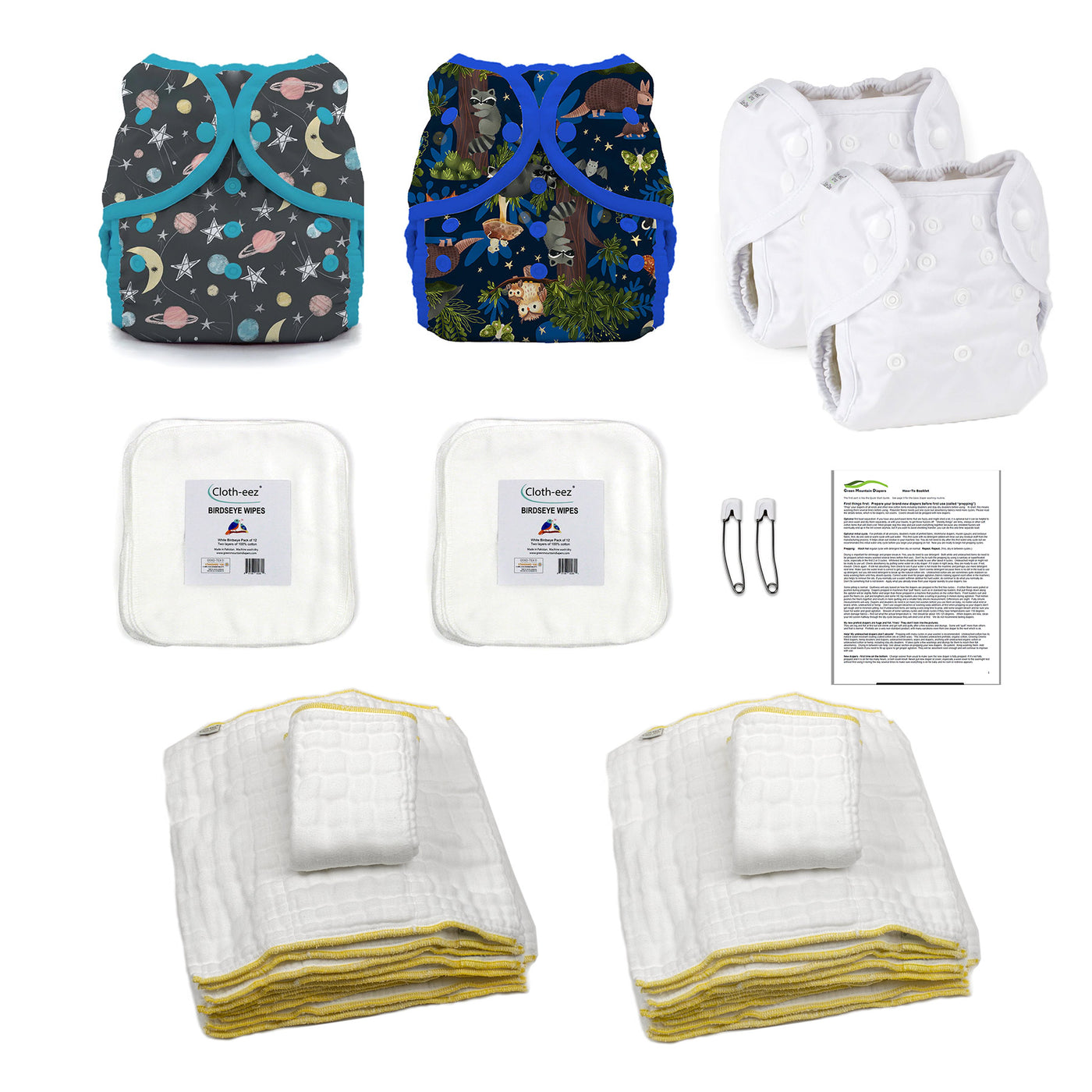 Kit of cloth diapers for a newborn boy