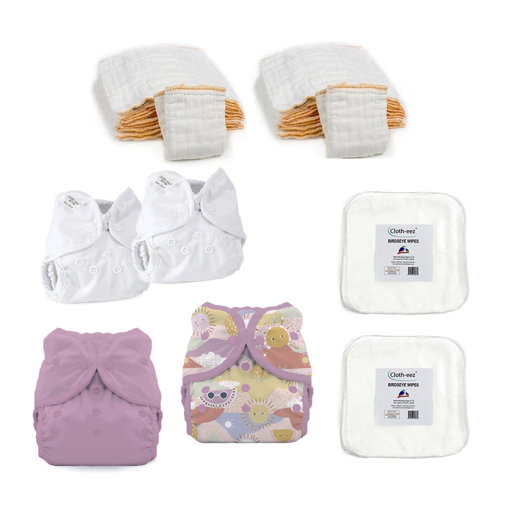newborn prefold and cover kit for a girl