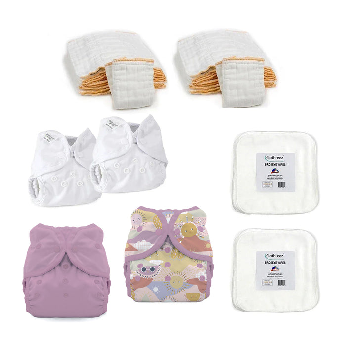 newborn prefold and cover kit for a girl