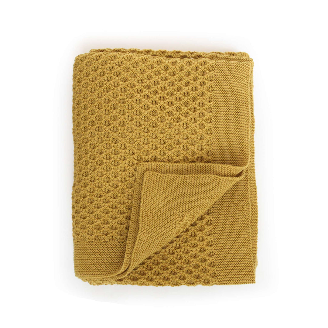 disana merino wool honeycomb baby blanket curry yellow