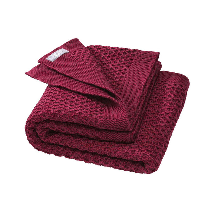 Disana honeycomb merino wool baby blanket cassis red
