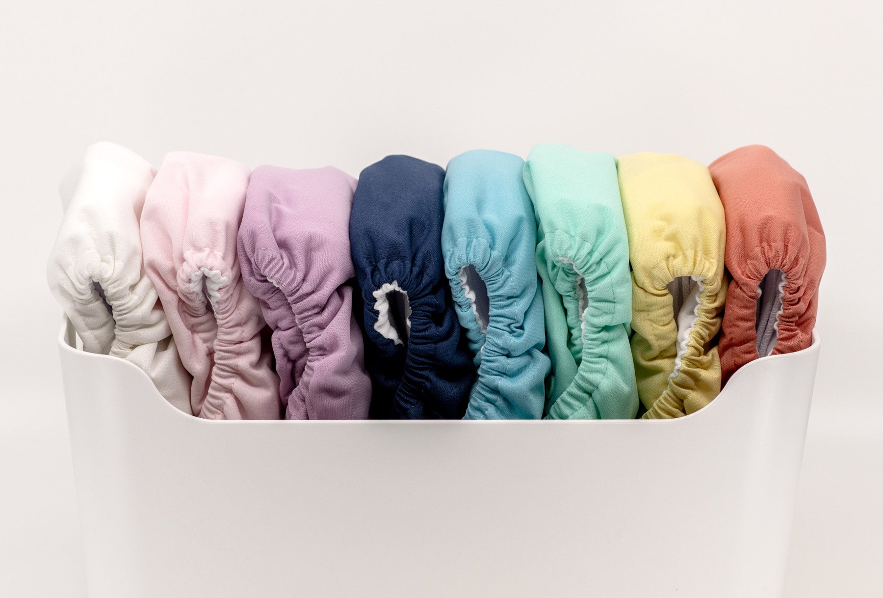 Set of colorful solid color thirsties cloth diapers 