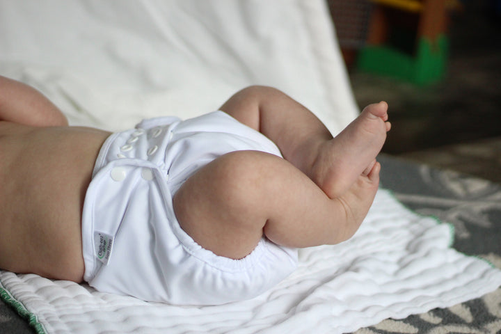 cloth diaper on a baby