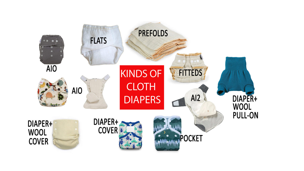 Cloth diapers for baby featuring organic and reusable diapers. Green