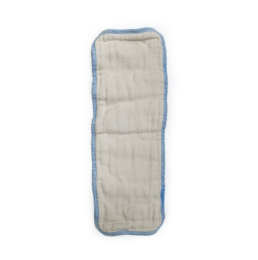 pocket diaper one-size insert made of organic cotton with blue edge stitch