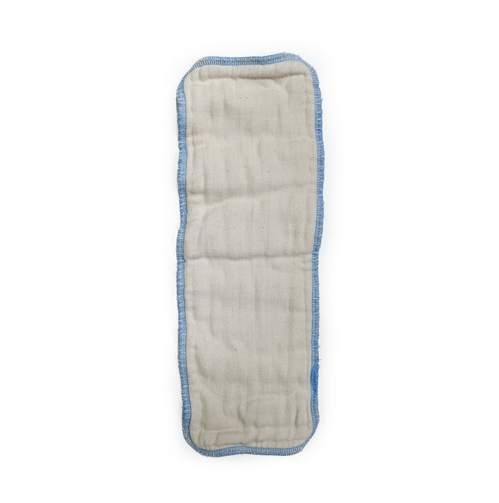 pocket diaper one-size insert made of organic cotton with blue edge stitch