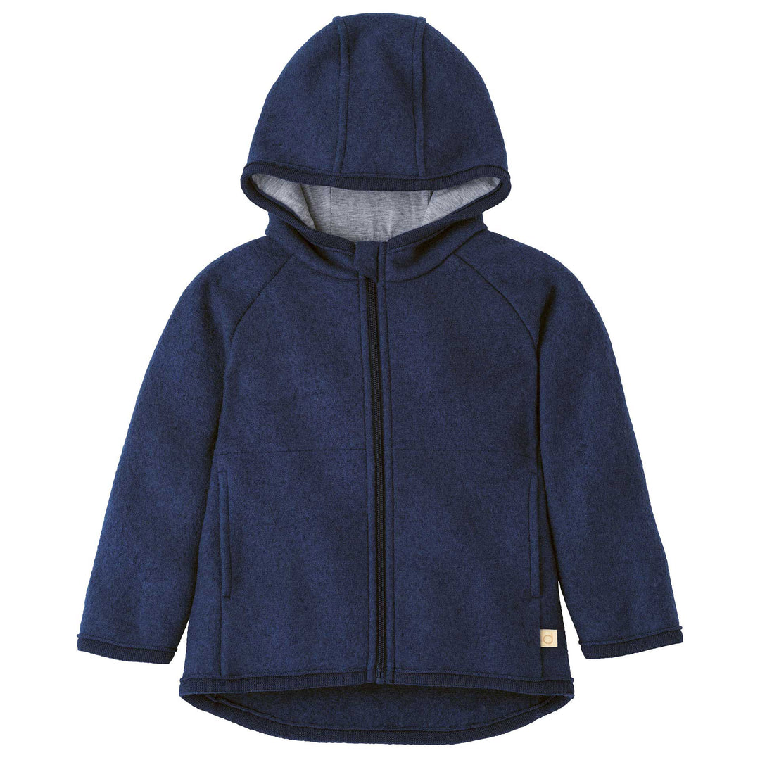 Cassis maroon Disana organic merino Wool baby and Toddler coat indigo blue
