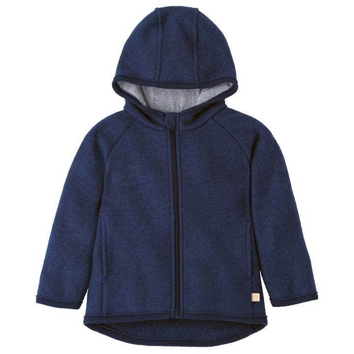 Cassis maroon Disana organic merino Wool baby and Toddler coat indigo blue