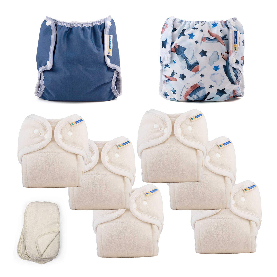 Mohther-ease cloth diaper kit small for a boy navy flight