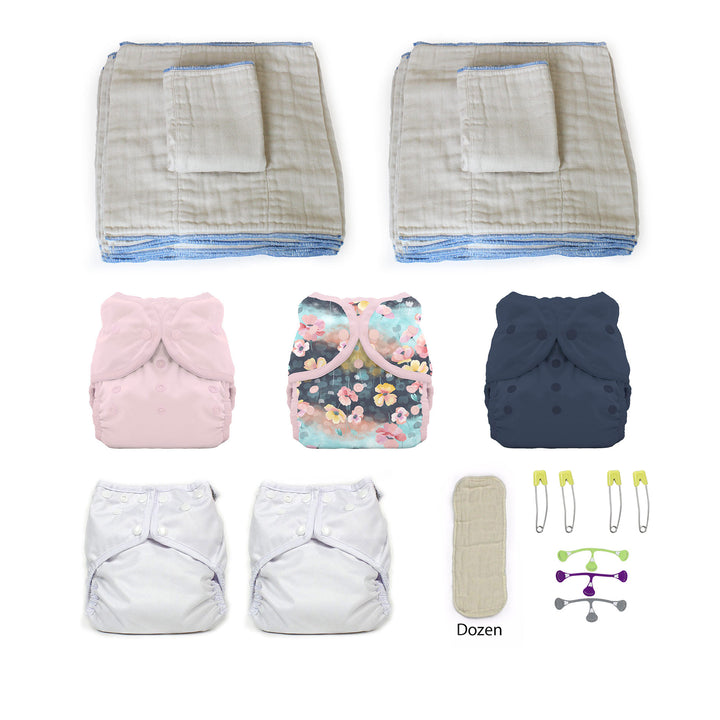 Kit of cloth diapers for a toddler girl pink