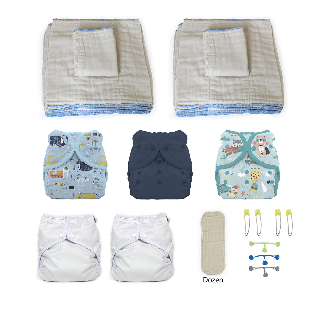 Kit of cloth diapers for a toddler boy navy blue