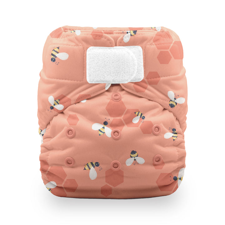 Thirsties Natural cotton all in one cloth diaper with hook and loop closure let it bee