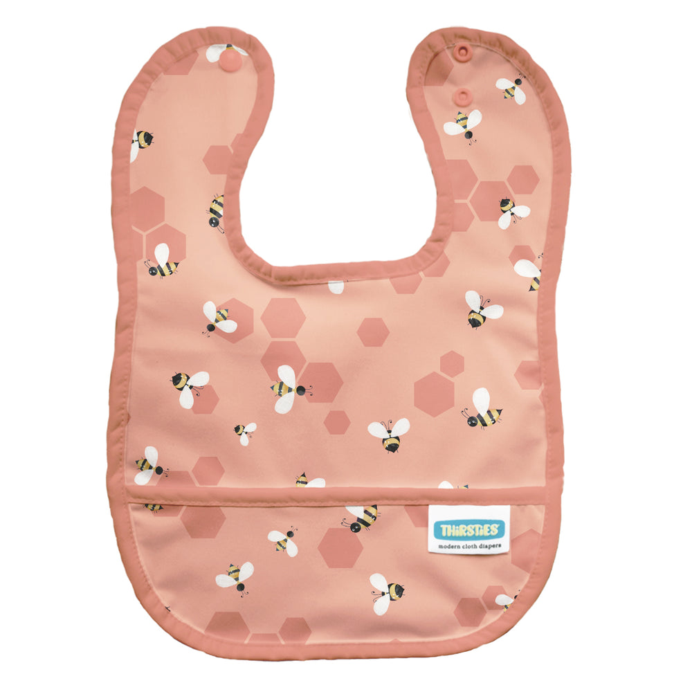 Thirsties waterproof baby bib with pocket  let it be