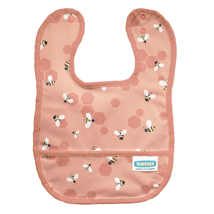 Thirsties waterproof baby bib with pocket  let it be