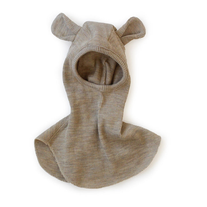 baby balaclava hood with teddy bear ears  taupe
