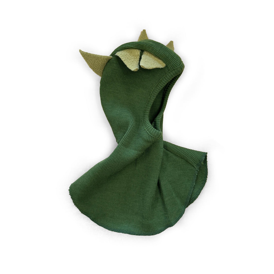 wool baby hat hood green dino ears