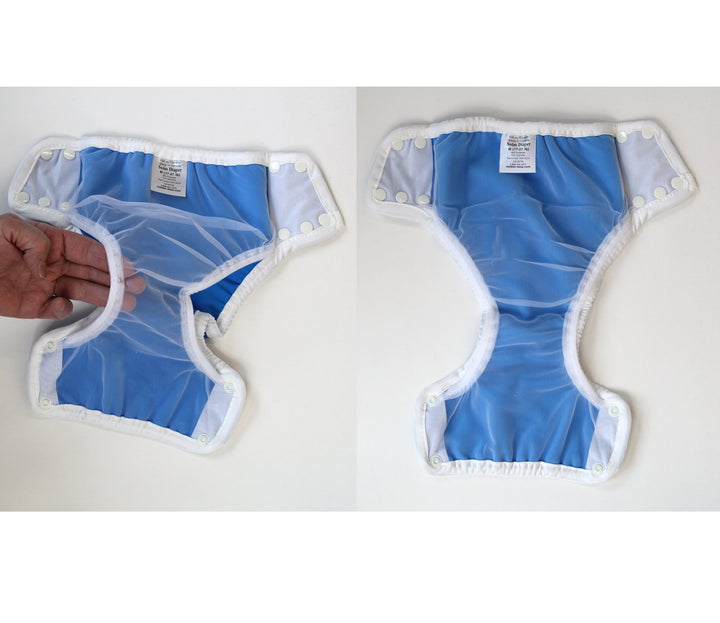 Swim ease swim diaper by mother-ease red interior showing mesh protection layer