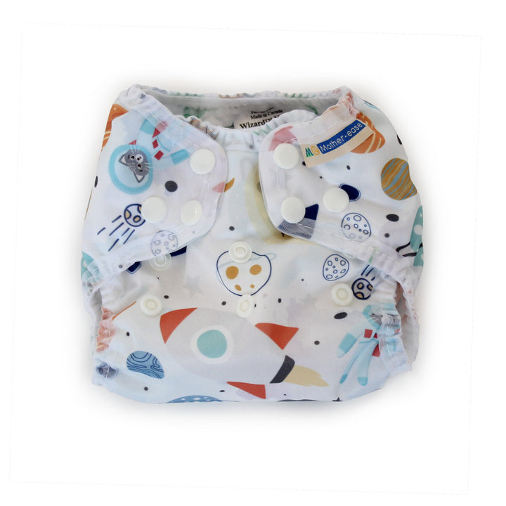 Mother-ease newborn UNO all in one cotton cloth diaper outer space print