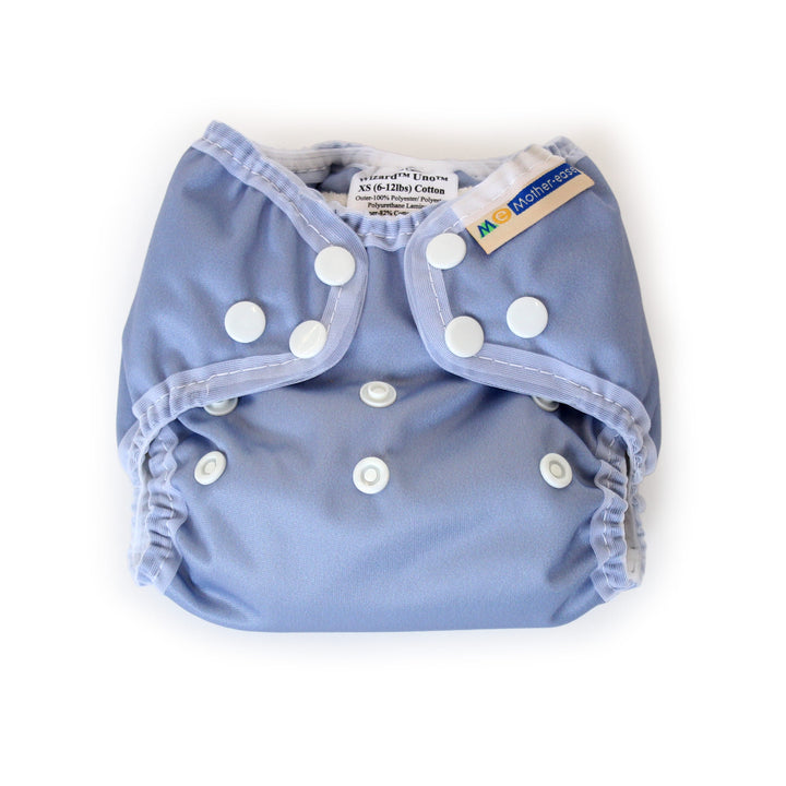 Mother-ease newborn UNO all in one cotton cloth diaper periwinkle