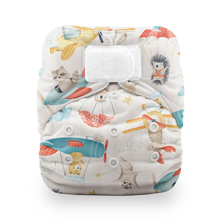 Thirsties Natural cotton all in one cloth diaper with hook and loop closure oh chute paracute print