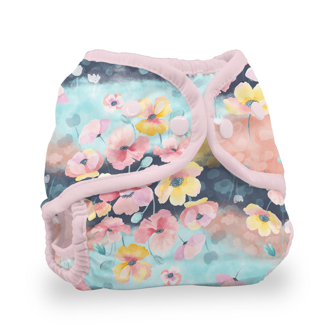 Thirsties Diaper Cover snaps poppy pink flowers