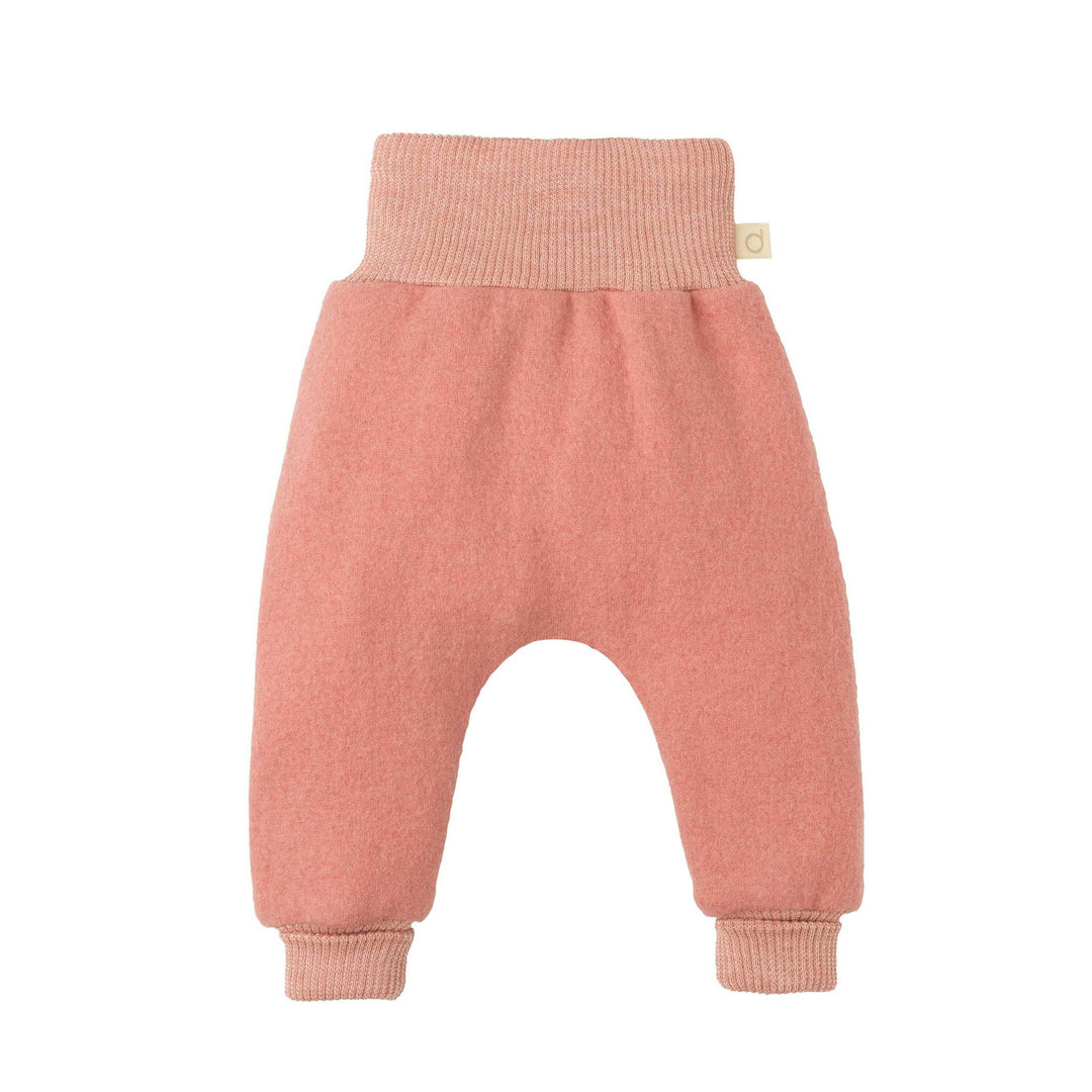 soft pink Disana organic boiled wool pants for baby