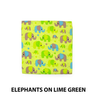 Receiving Blanket Elephants on Lime Green