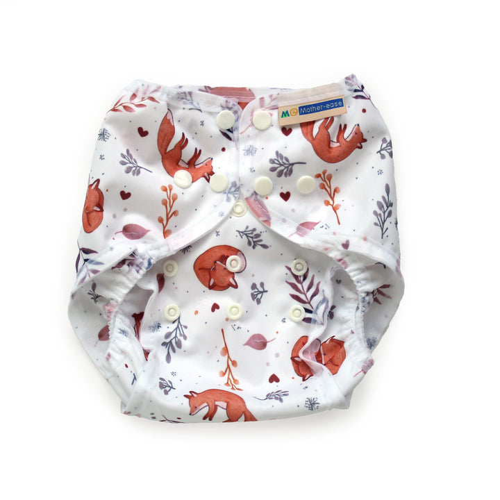 Mother-ease Rikki diaper wrap snap one-size adjustable diaper cover Cozy Fox