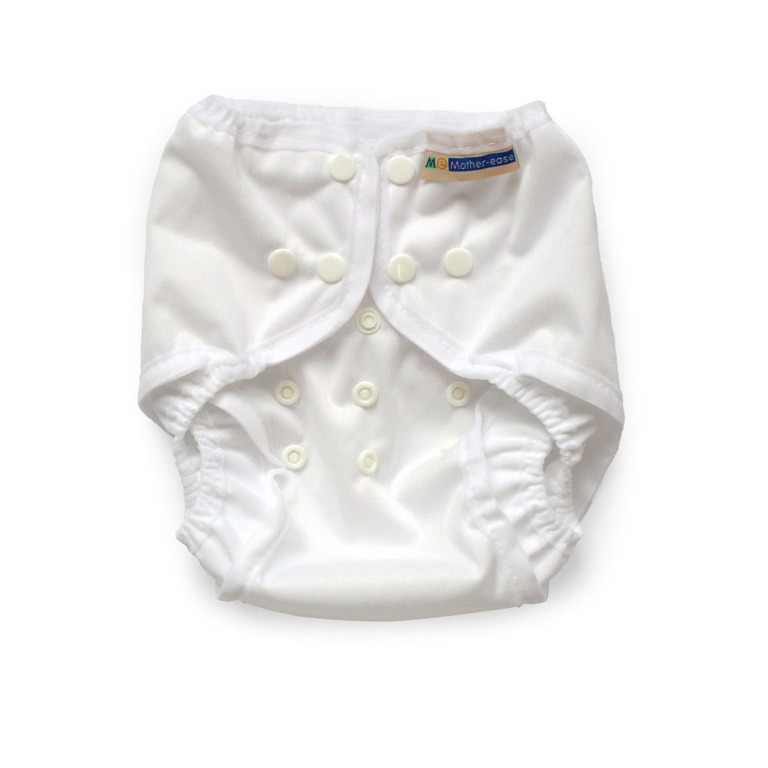 Mother-ease Rikki diaper wrap snap one-size adjustable diaper cover white