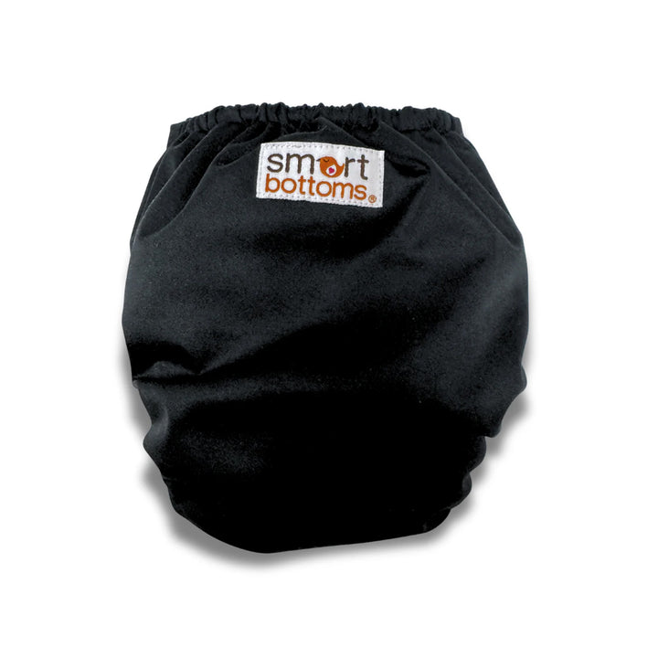 Black cloth diaper with 'smart bottoms' logo on a white background