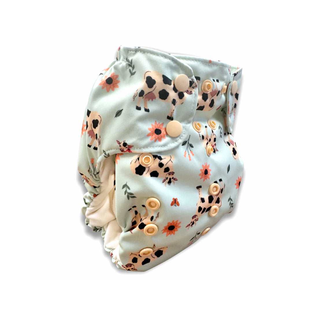 Smart Bottoms 4.0 organic cotton all in one cloth diaper cow print 