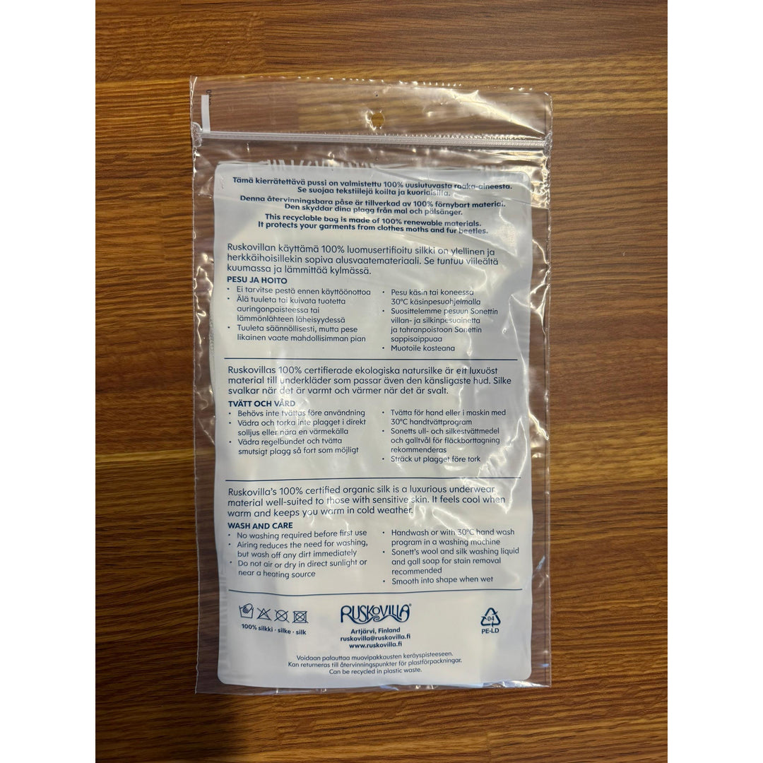 Ruskovilla plastic package of Ruskovilla silk balaclava