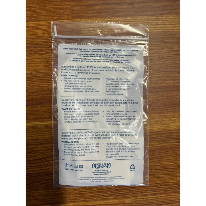 Ruskovilla plastic package of Ruskovilla silk balaclava