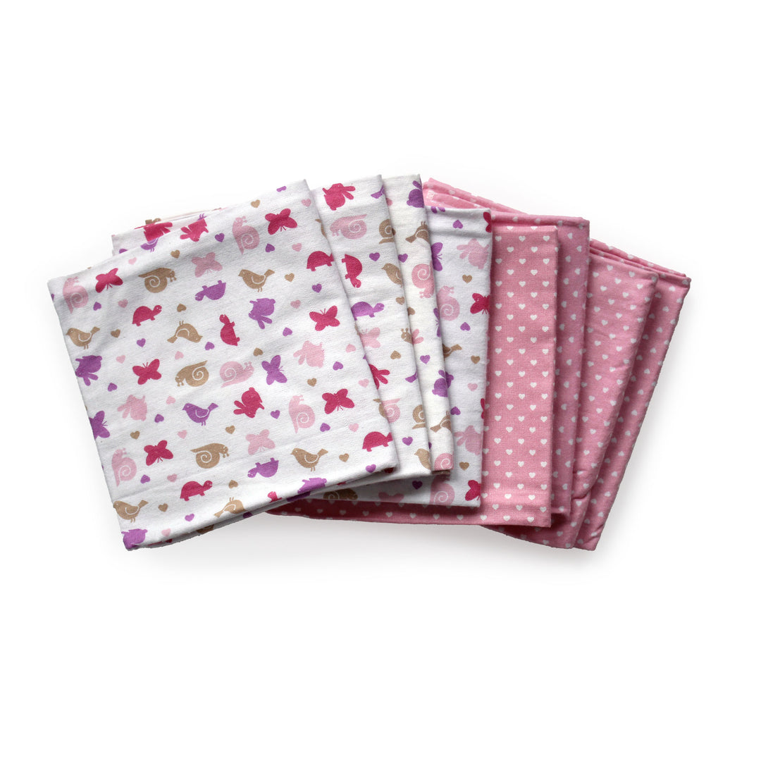 pink hearts and bunnies printed flannel fabric