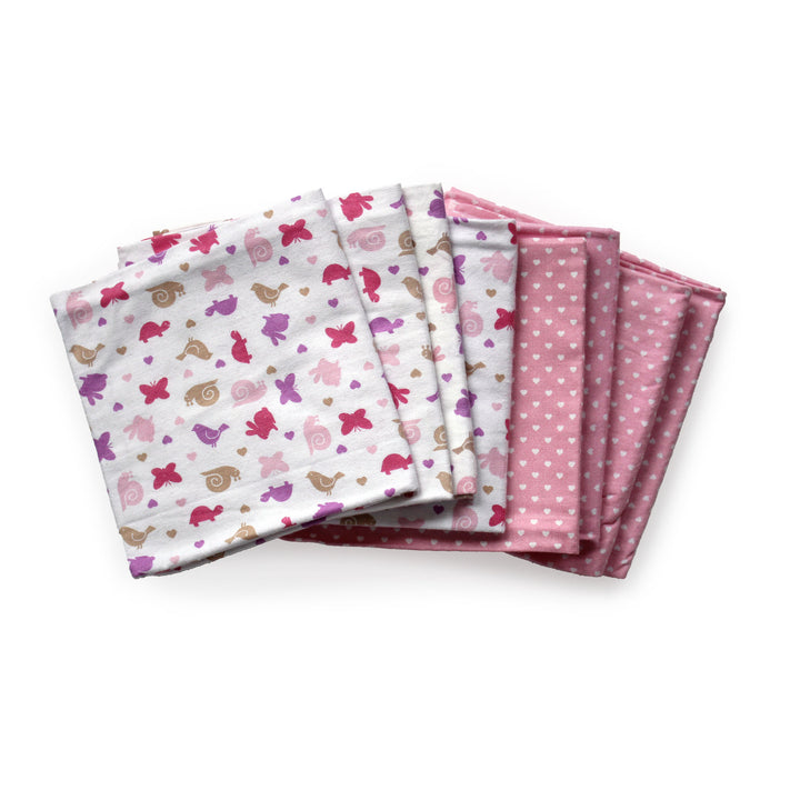 pink hearts and bunnies printed flannel fabric
