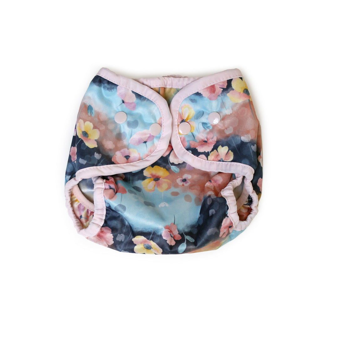 Thirsties Diaper Cover Snaps Poppy flower print size small
