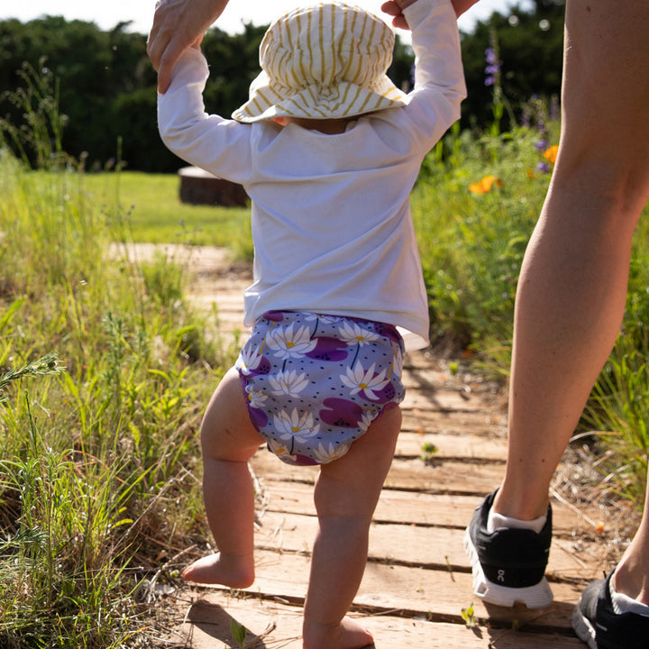 swim diaper on a baby water lily