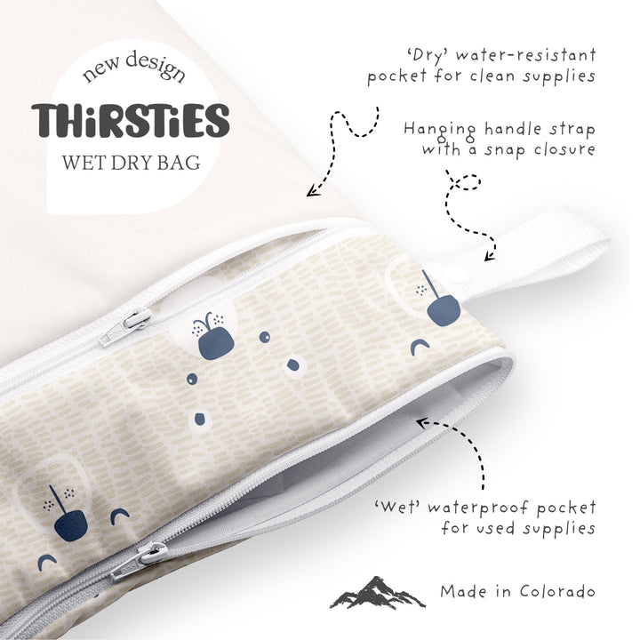 Thirsites Wet Dry bag two pocket cloth diaper storage bag close up of zipper