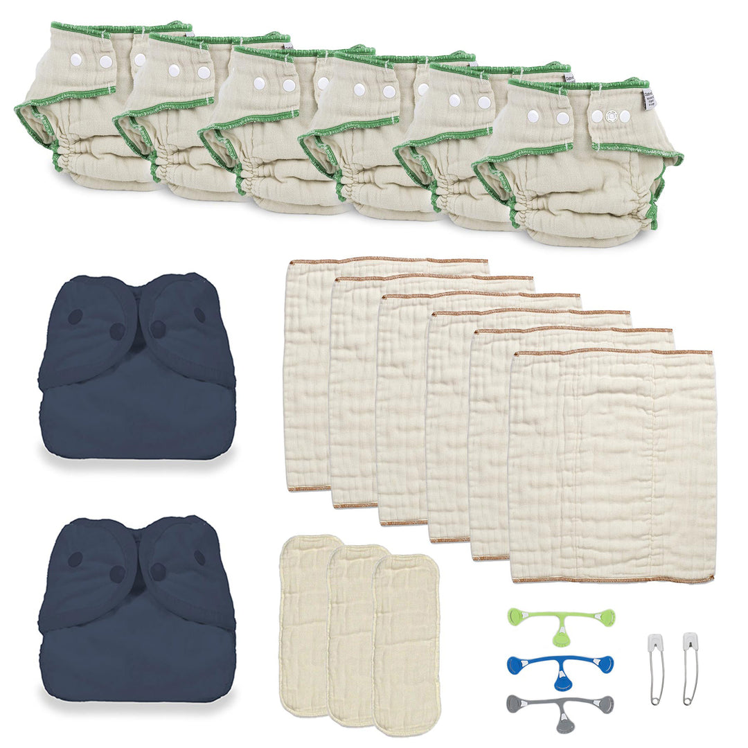 toddler cloth diaper kit organic with navy blue diaper covers