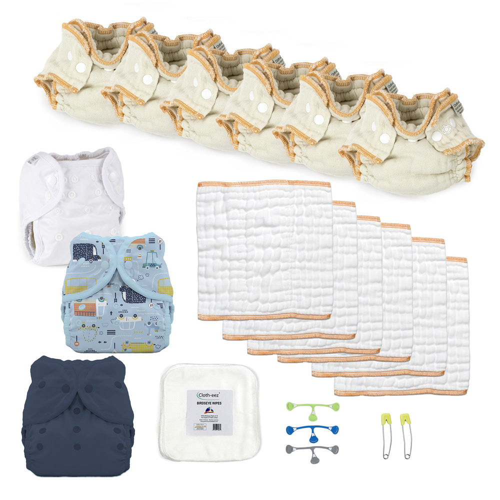 Newborn cloth diaper kit for a boy