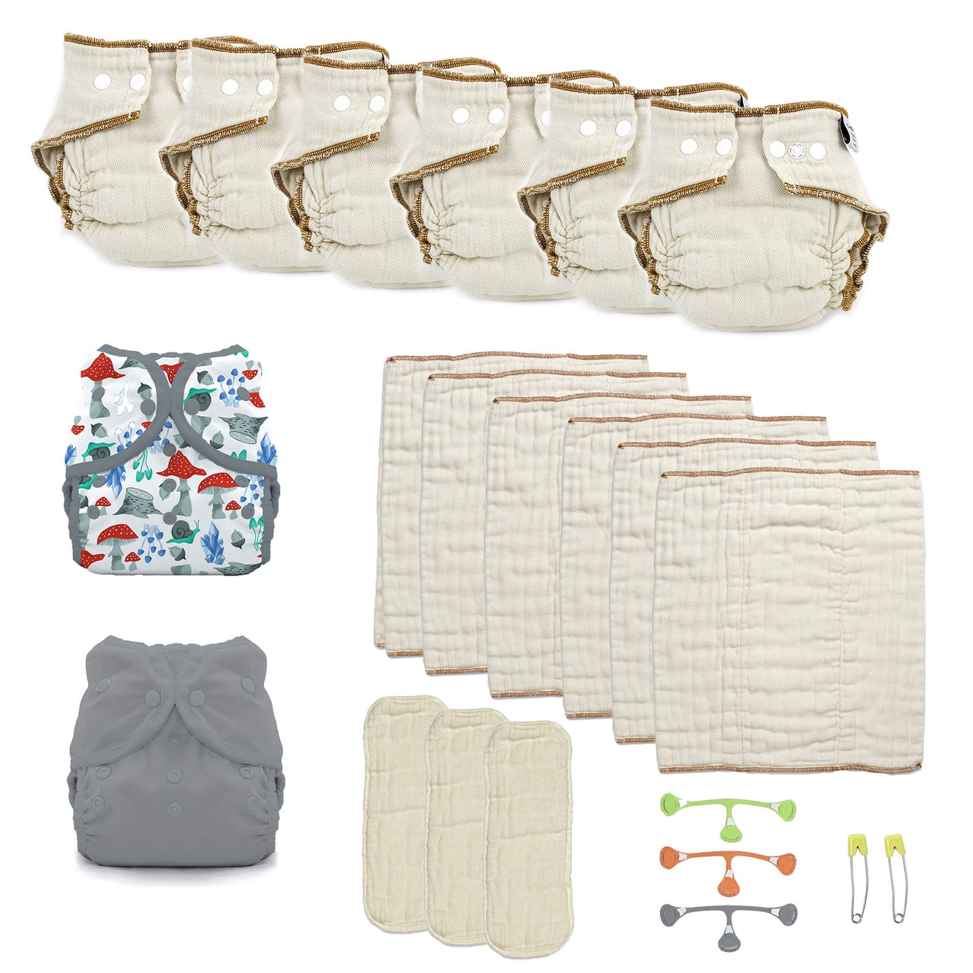 Organic diaper kit with Workhorse and prefolds  grey