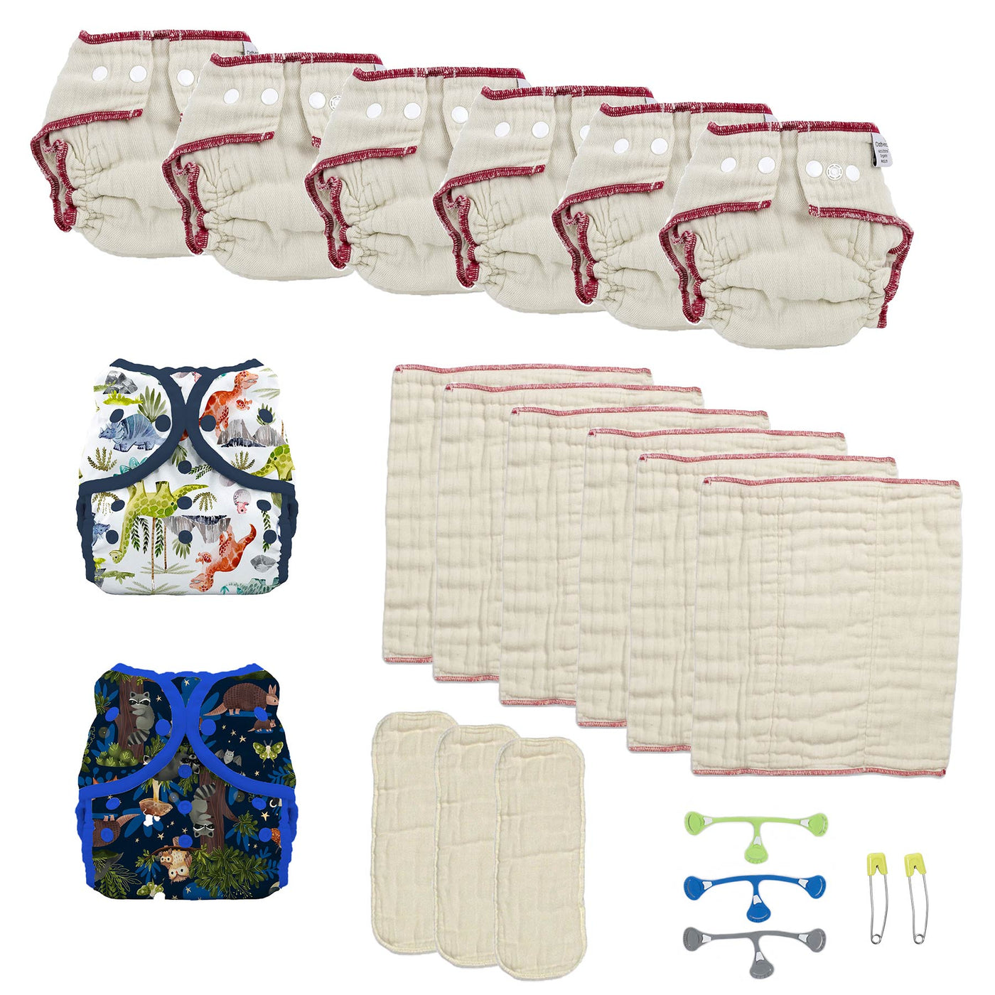 cloth diaper variety kit with dinosaurs