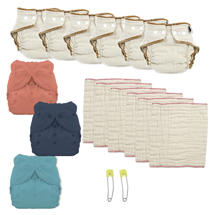 cloth diaper try fitteds and prefolds kit medium solid colors