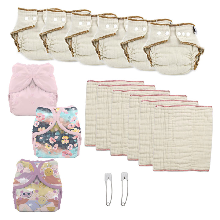 try both kinds of cloth diapers large girl pink