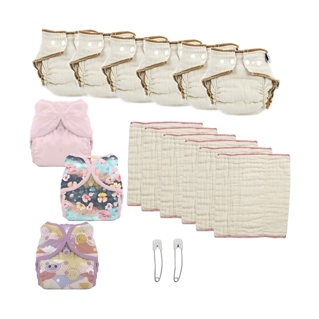 try both kinds of cloth diapers large girl pink
