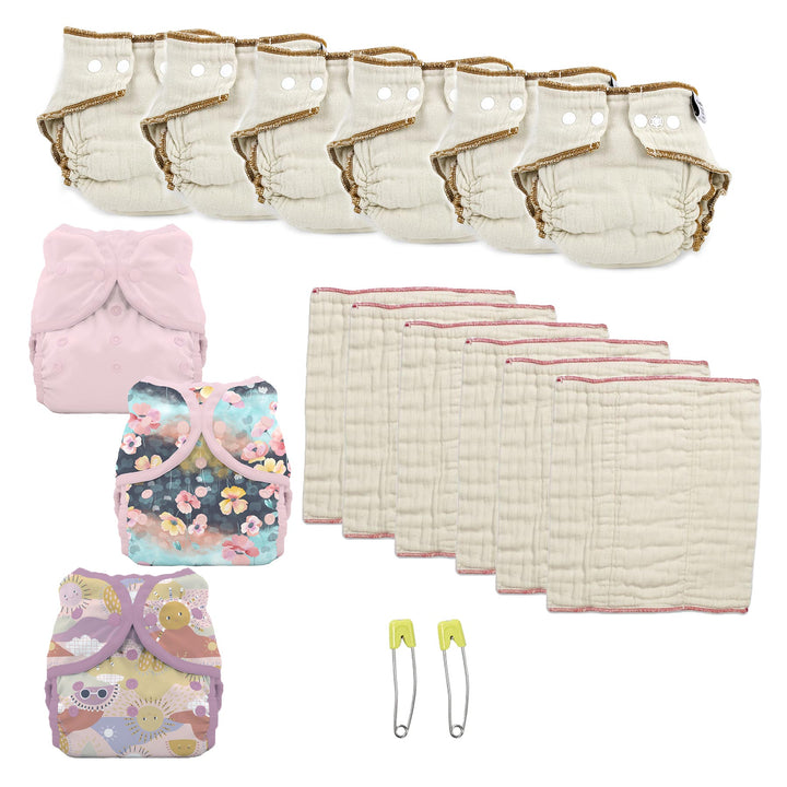 cloth diaper try fitteds and prefolds kit medium girl pinks