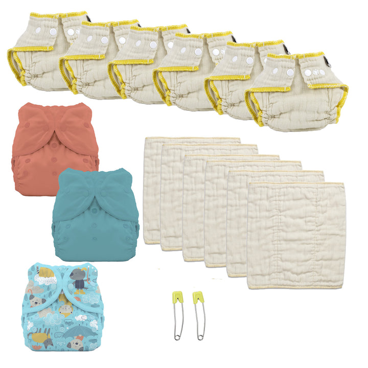 Infant cloth diaper kit try both solid colors gender neutral