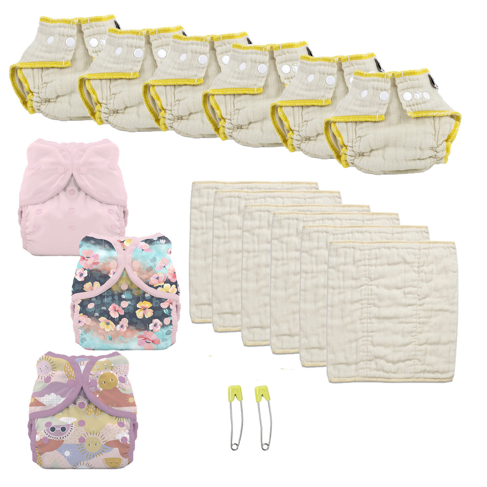 Infant cloth diaper kit try both girl pink colors