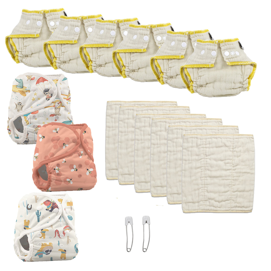 try both reusable cloth diaper kit size small with oh chute, let it bee and reptile wranglers diaper covers
