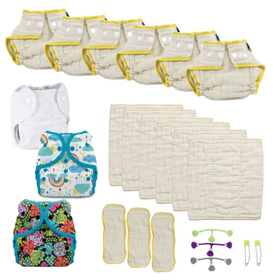 try both kinds of cloth diaper kit with desert bloom and rainbow
